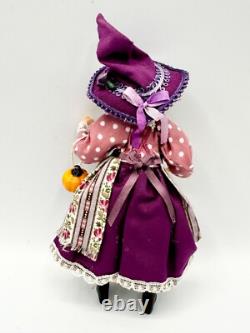 Dolls house miniature 112 ARTISAN purple lady witch doll FULL POSEABLE