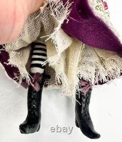 Dolls house miniature 112 ARTISAN purple lady witch doll FULL POSEABLE