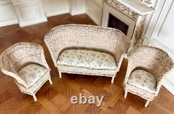 Dolls house miniature 112 ARTISAN rattan sofa + chairs set