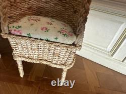 Dolls house miniature 112 ARTISAN rattan sofa + chairs set