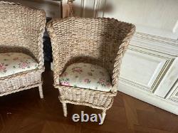 Dolls house miniature 112 ARTISAN rattan sofa + chairs set