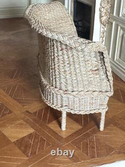 Dolls house miniature 112 ARTISAN rattan sofa + chairs set