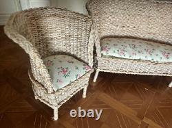Dolls house miniature 112 ARTISAN rattan sofa + chairs set