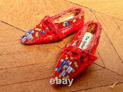 Dolls house miniature 112 ARTISAN red slippers by THE DOLLS' COBBLER