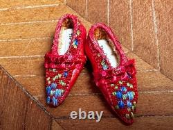 Dolls house miniature 112 ARTISAN red slippers by THE DOLLS' COBBLER