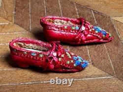 Dolls house miniature 112 ARTISAN red slippers by THE DOLLS' COBBLER
