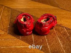 Dolls house miniature 112 ARTISAN red slippers by THE DOLLS' COBBLER