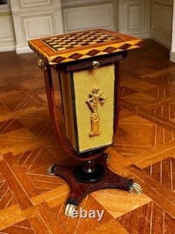 Dolls house miniature 112 ARTISAN sewing / chess table by K MCNICHOLL 1999