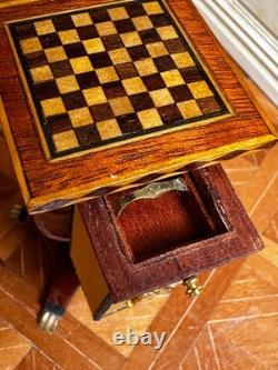 Dolls house miniature 112 ARTISAN sewing / chess table by K MCNICHOLL 1999