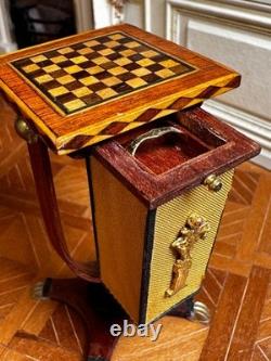 Dolls house miniature 112 ARTISAN sewing / chess table by K MCNICHOLL 1999