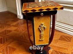 Dolls house miniature 112 ARTISAN sewing / chess table by K MCNICHOLL 1999