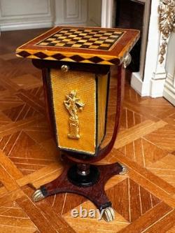 Dolls house miniature 112 ARTISAN sewing / chess table by K MCNICHOLL 1999