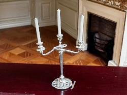 Dolls house miniature 112 ARTISAN silver plated candelabra by ALEC ROTHWELL