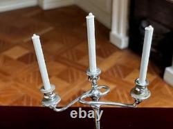 Dolls house miniature 112 ARTISAN silver plated candelabra by ALEC ROTHWELL