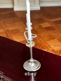 Dolls house miniature 112 ARTISAN silver plated candelabra by ALEC ROTHWELL