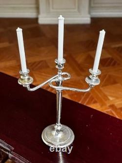 Dolls house miniature 112 ARTISAN silver plated candelabra by ALEC ROTHWELL