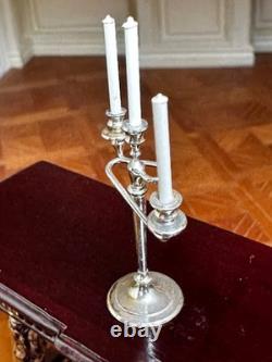 Dolls house miniature 112 ARTISAN silver plated candelabra by ALEC ROTHWELL