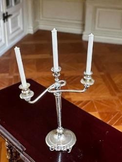 Dolls house miniature 112 ARTISAN silver plated candelabra by ALEC ROTHWELL