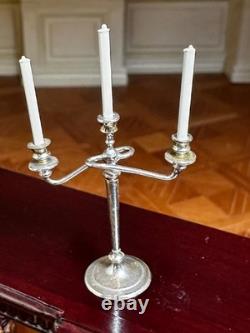Dolls house miniature 112 ARTISAN silver plated candelabra by ALEC ROTHWELL