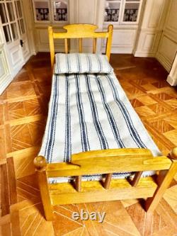 Dolls house miniature 112 ARTISAN single bed + mattress by IAN HOLORAN