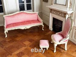 Dolls house miniature 112 ARTISAN sofa settee chair set