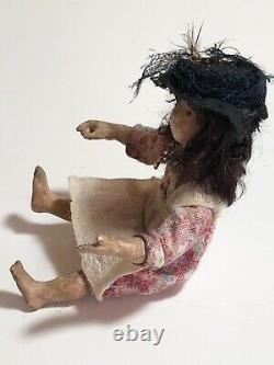 Dolls house miniature 112 ARTISAN urchin waif girl doll by JILL BENNETT