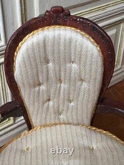 Dolls house miniature 112 ARTISAN vintage Louis XV style cream chair