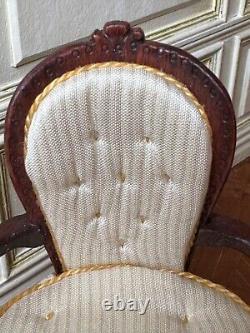 Dolls house miniature 112 ARTISAN vintage Louis XV style cream chair