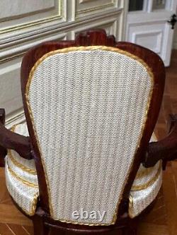 Dolls house miniature 112 ARTISAN vintage Louis XV style cream chair