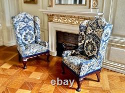 Dolls house miniature 112 ARTISAN vintage armchairs x 2 by BARRY NORBURY 1989