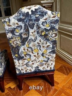 Dolls house miniature 112 ARTISAN vintage armchairs x 2 by BARRY NORBURY 1989