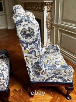 Dolls house miniature 112 ARTISAN vintage armchairs x 2 by BARRY NORBURY 1989