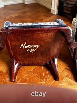 Dolls house miniature 112 ARTISAN vintage armchairs x 2 by BARRY NORBURY 1989