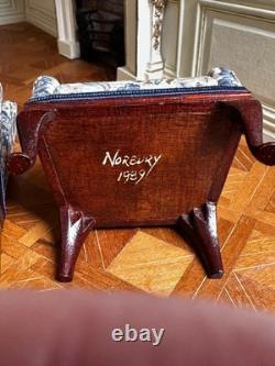 Dolls house miniature 112 ARTISAN vintage armchairs x 2 by BARRY NORBURY 1989