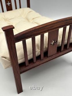 Dolls house miniature 112 ARTISAN vintage bed + mattress by DENNIS JENVEY 1983
