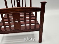 Dolls house miniature 112 ARTISAN vintage bed + mattress by DENNIS JENVEY 1983
