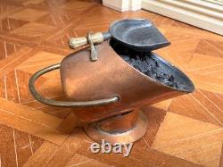 Dolls house miniature 112 ARTISAN vintage copper coal scuttle + shovel