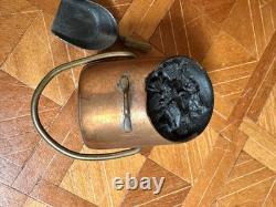 Dolls house miniature 112 ARTISAN vintage copper coal scuttle + shovel
