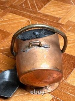 Dolls house miniature 112 ARTISAN vintage copper coal scuttle + shovel