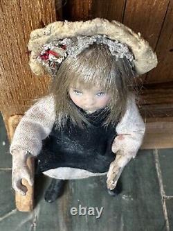 Dolls house miniature 112 ARTISAN vintage girl urchin doll by JILL BENNETT