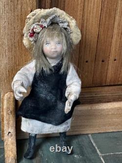 Dolls house miniature 112 ARTISAN vintage girl urchin doll by JILL BENNETT