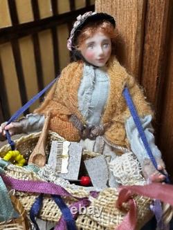 Dolls house miniature 112 ARTISAN vintage lady hawker doll by JILL BENNETT
