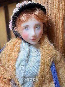 Dolls house miniature 112 ARTISAN vintage lady hawker doll by JILL BENNETT