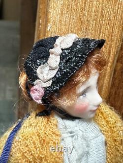 Dolls house miniature 112 ARTISAN vintage lady hawker doll by JILL BENNETT