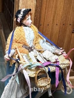 Dolls house miniature 112 ARTISAN vintage lady hawker doll by JILL BENNETT