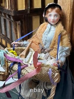 Dolls house miniature 112 ARTISAN vintage lady hawker doll by JILL BENNETT