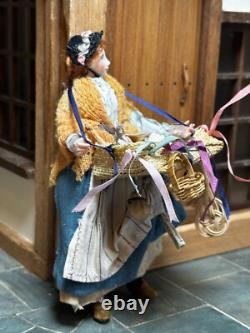 Dolls house miniature 112 ARTISAN vintage lady hawker doll by JILL BENNETT