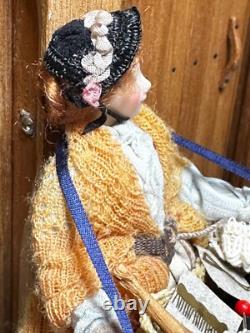 Dolls house miniature 112 ARTISAN vintage lady hawker doll by JILL BENNETT