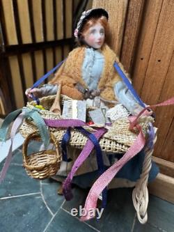 Dolls house miniature 112 ARTISAN vintage lady hawker doll by JILL BENNETT