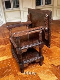 Dolls house miniature 112 ARTISAN vintage metamorphic table / chair